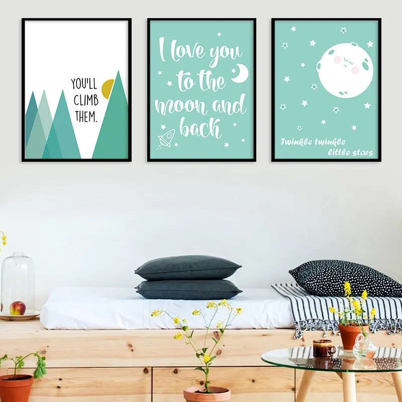 Love You To The Moon и Back Quotes настенный плакат скандинавский холст печать картина маслом
