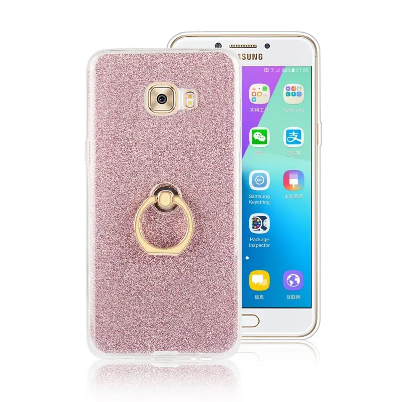 4 Кольцом-держателем для Samsung Galaxy E5 E7 C5 C7 C9 Pro задняя крышка роскошный блестящий резиновый защитный чехол hoesjes ETUI Capinhas Coque - Цвет: 4