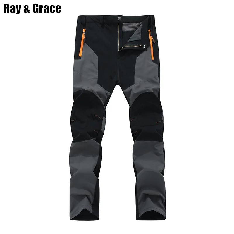 Gray RAY GRACE мужские быстросохнущие уличные спортивные штаны водонепроницаемые дышащие треккинговые походные альпинистские тонкие брюки эластичные Pantalon Hombre - Цвет: Gray