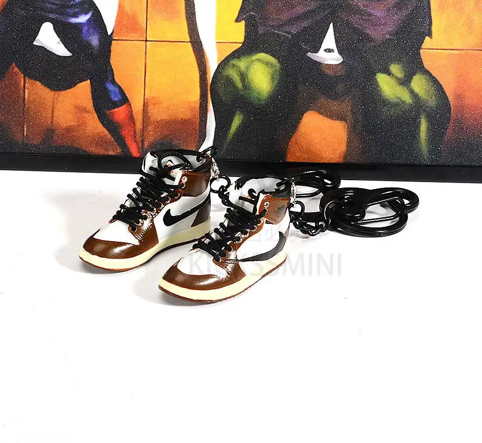 C ring travis scott Дропшиппинг тапки брелки Кукла аксессуар-брелок 1/6 масштаб 3D Мини тапки Трэвиса Скотта брелок - Цвет: C ring travis scott