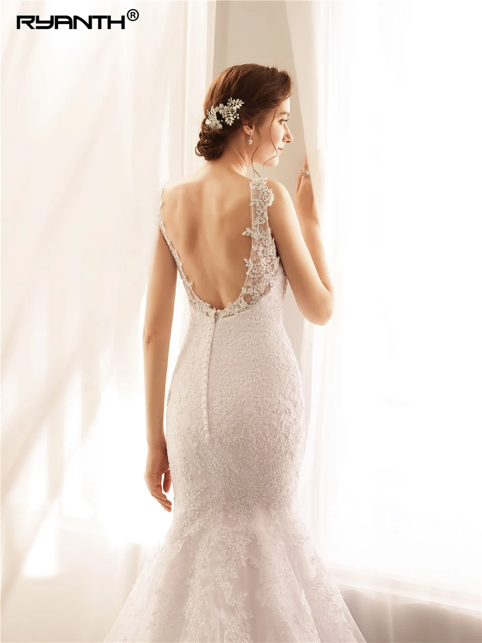 Женское свадебное платье с кружевной аппликацией Ryanth Robe De Mariee сексуальное