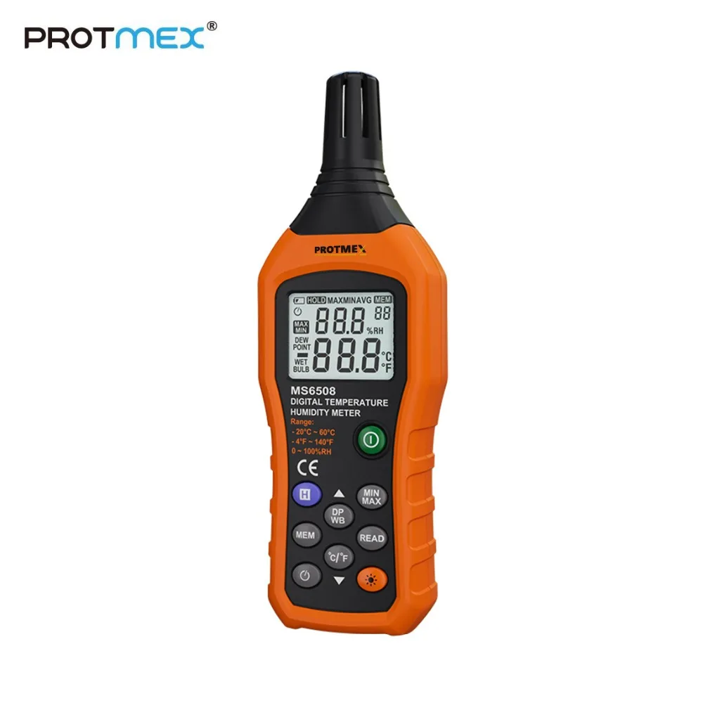 Protmex MS6508 цифровой Температура и влажности Цифровой психрометр термометр, гигрометр Влажность монитор