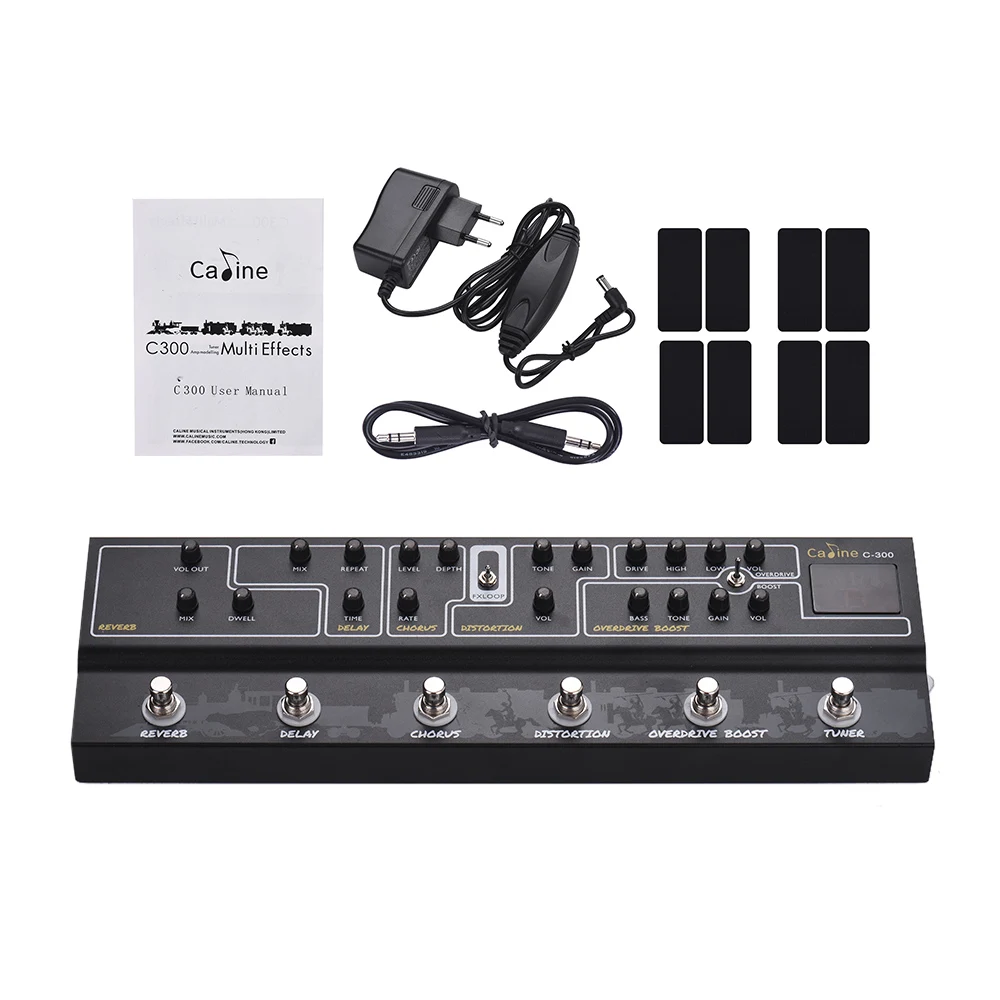 EU Plug Caline C300 гитарная педаль все в одном Мульти педаль эффектов реверберация аналоговая задержка хор искажения овердрайв Boost тюнер Amp UK/EU/US - Цвет: EU Plug
