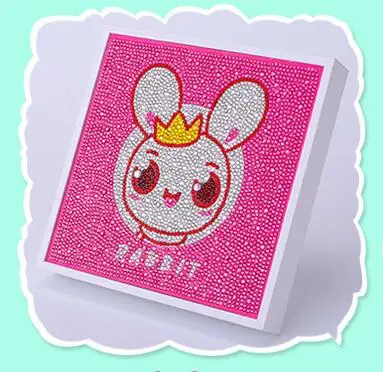 rabbit Детский Набор алмазной вышивки с полным сверлом, Набор для вышивки, мультяшное животное, единорог с рамкой, ручная работа, сделай сам, образование, творческие подарки - Цвет: rabbit