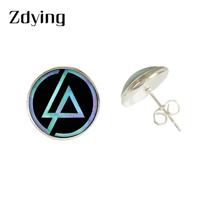 ZDYING Rock Linkin Park серьги-гвоздики логотип музыкальной группы узор стекло кабошон серьги золото/серебро/нержавеющая сталь Ювелирные изделия LK001 - Окраска металла: LK001