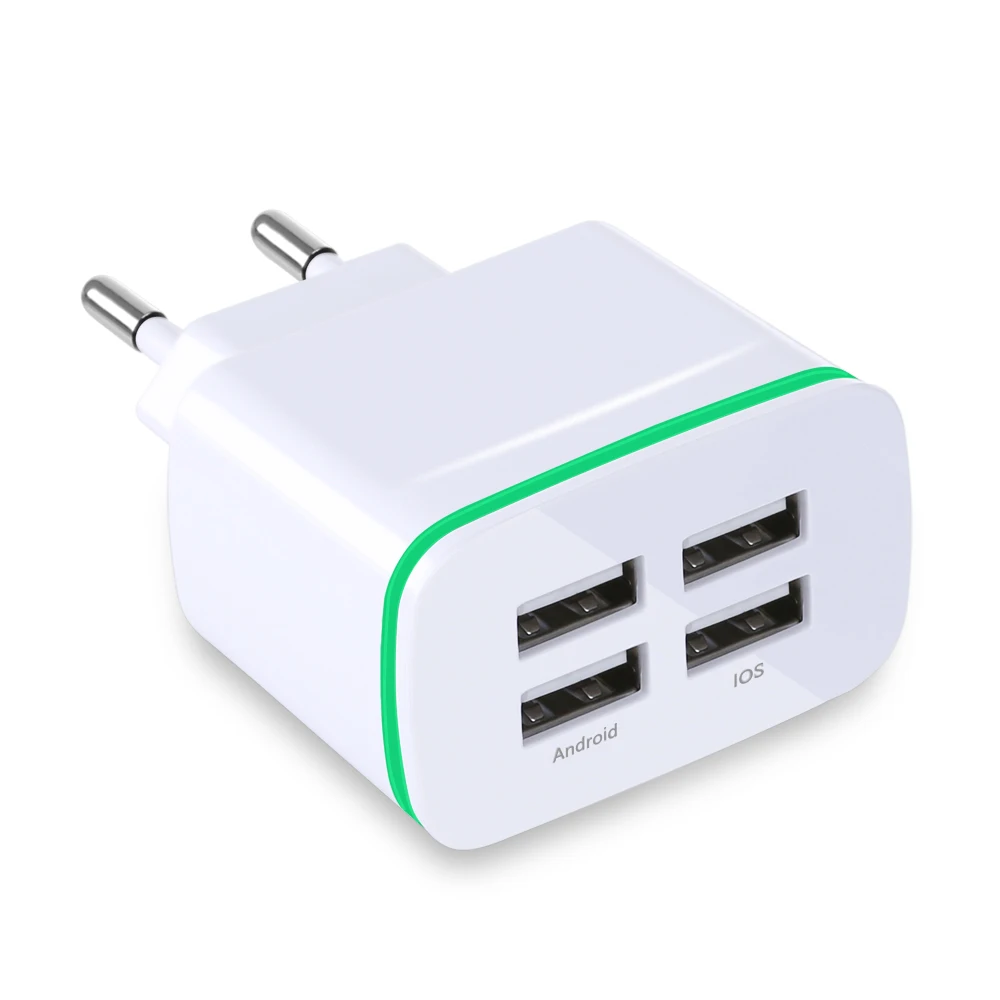 1 шт. USB адаптер для Android планшет смартфоны 5V 4A 4-Порты универсальное быстрое светодиодный светильник дорожный настенный адаптер - Цвет: Белый