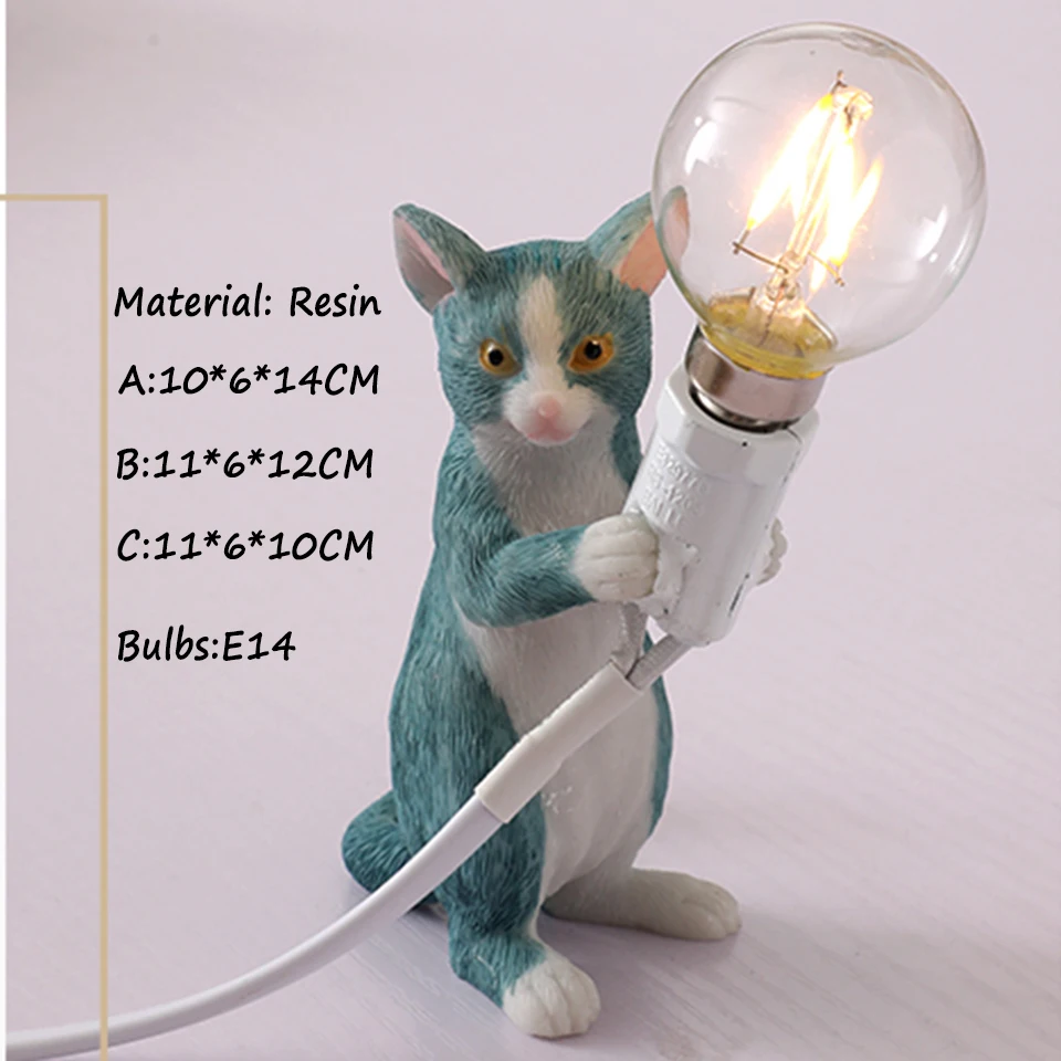 

Postmodern Art Resin Animal Cat Table Lamp Cute Simple Minimalist LED Lights Home Decor Desk Lights Bedside LampLiving Room