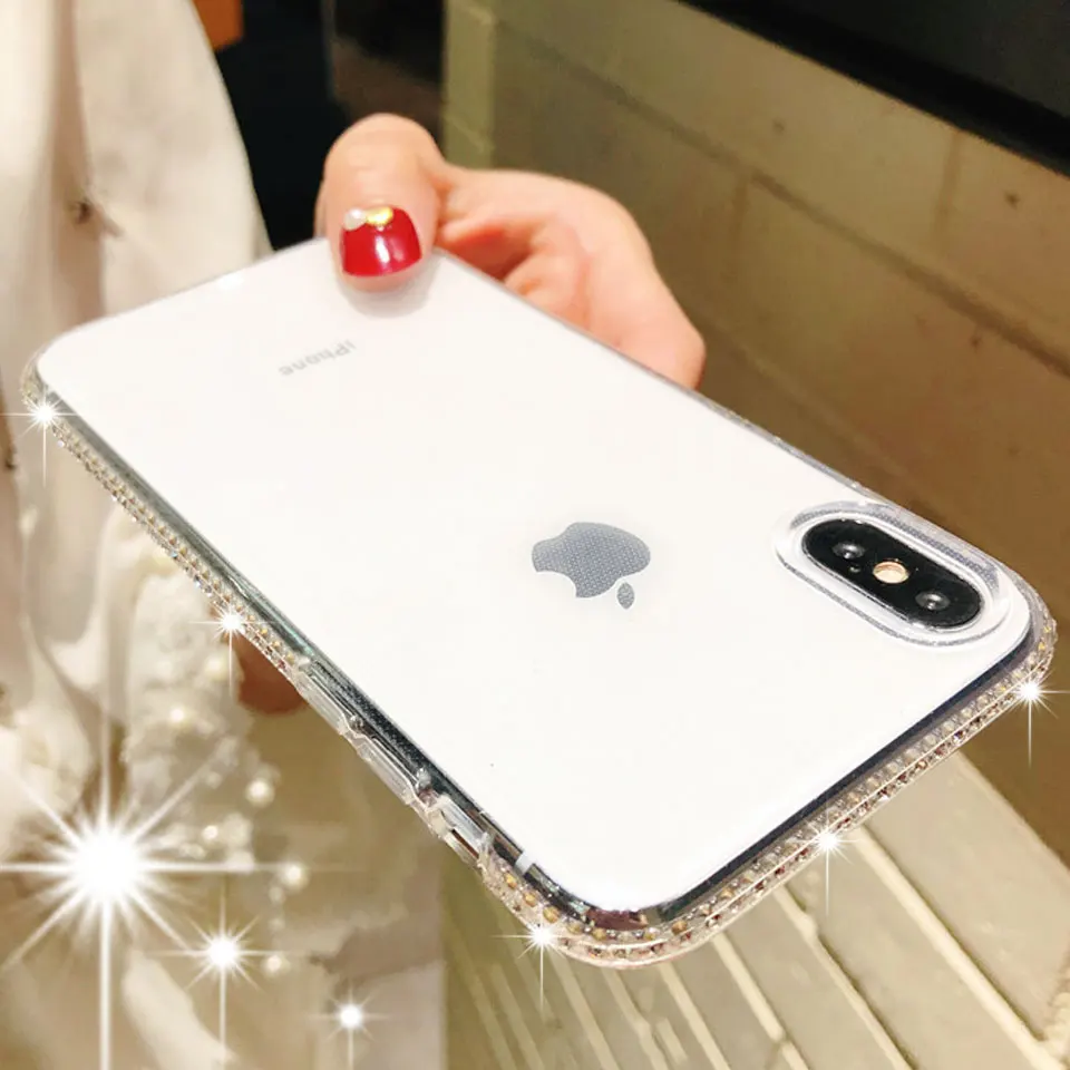 Роскошные красивые женские блестящие резиновые чехлы для iphone X SE 5 5S 6 6s 7 8 Plus