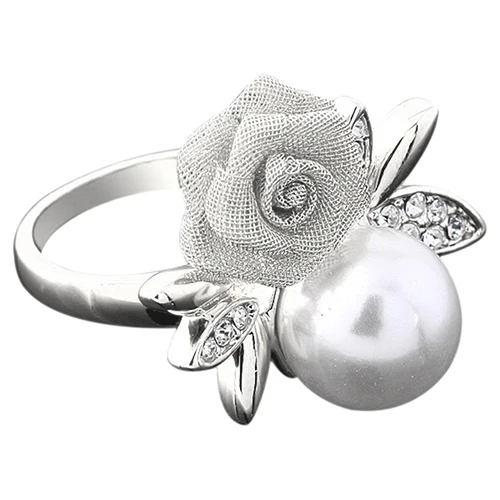 Bluelans Fashion Women's Rose Faux Pearl Clear Crystal Ring Party Jewelry | Украшения и аксессуары