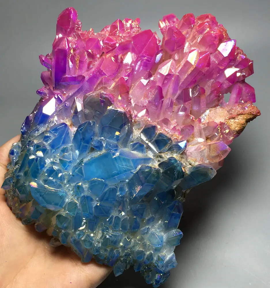 

725 г, много цветов, кварцевый кристалл Aura, титановый висмут, силиконовый кластер радуги, свадебные сувениры