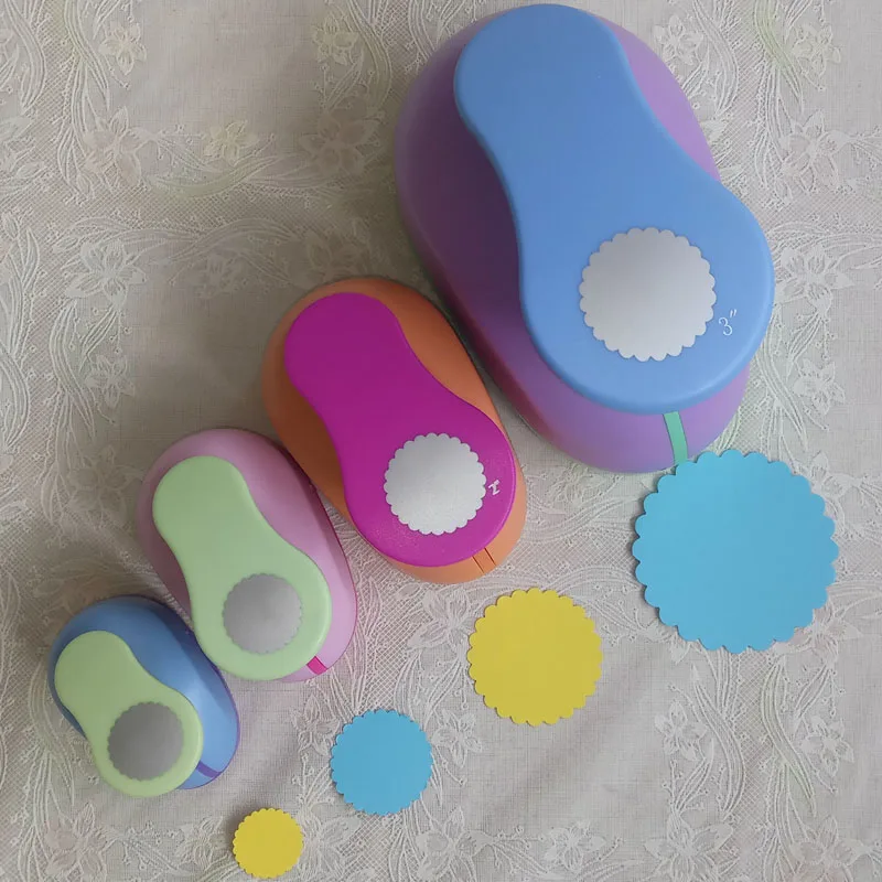 

4 sizes (3" 2"1.5" 1") Wave Circle craft punch set cortador de papel de scrapbook DIY paper foam Round hole punches Embossers