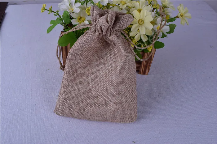 10pcs  Faux Linen  Burlap Bags / Sacks with  Drawstring - Gift  packing Bags 12.3CM*18CM (4.8inch'*7inch)