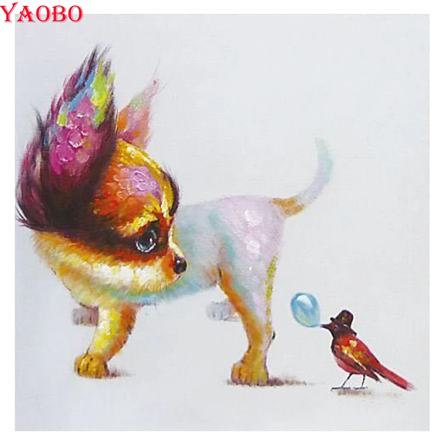 3d Diy алмазная живопись Чихуахуа собака и птица крест вышивка рукоделие полный