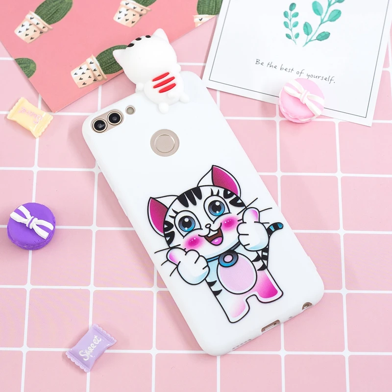 sFor Coque Huawei P Smart Case 3D Cartoon Cat Panda Soft Silicon TPU Back Cover Etui For Enjoy 7S 7 S Huwawei Psmart |