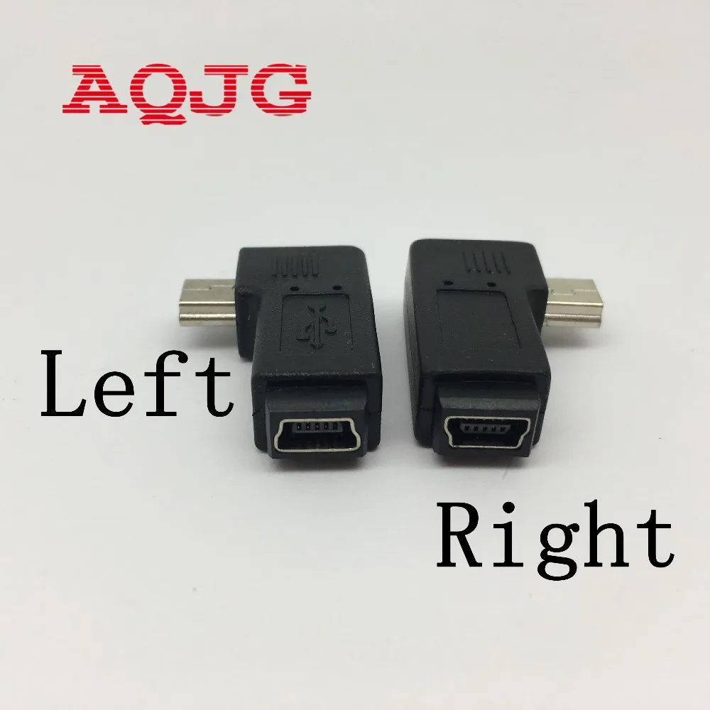 Переходник AQJG с Mini USB Мама на 5Pin папа под углом 90 градусов правый адаптер