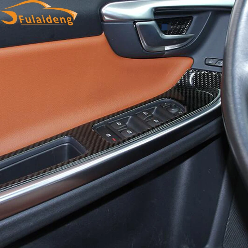 4 шт. для Volvo XC60 V60 S60 2014-2017 углеродное волокно внутренняя дверная ручка чаша крышка