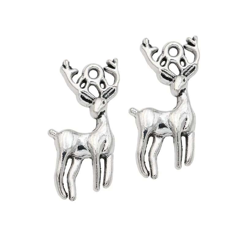 

Античные посеребренные подвески в виде оленя, подвески для браслета, ожерелья, ювелирные изделия, сделай сам, ручная работа, 27x15мм