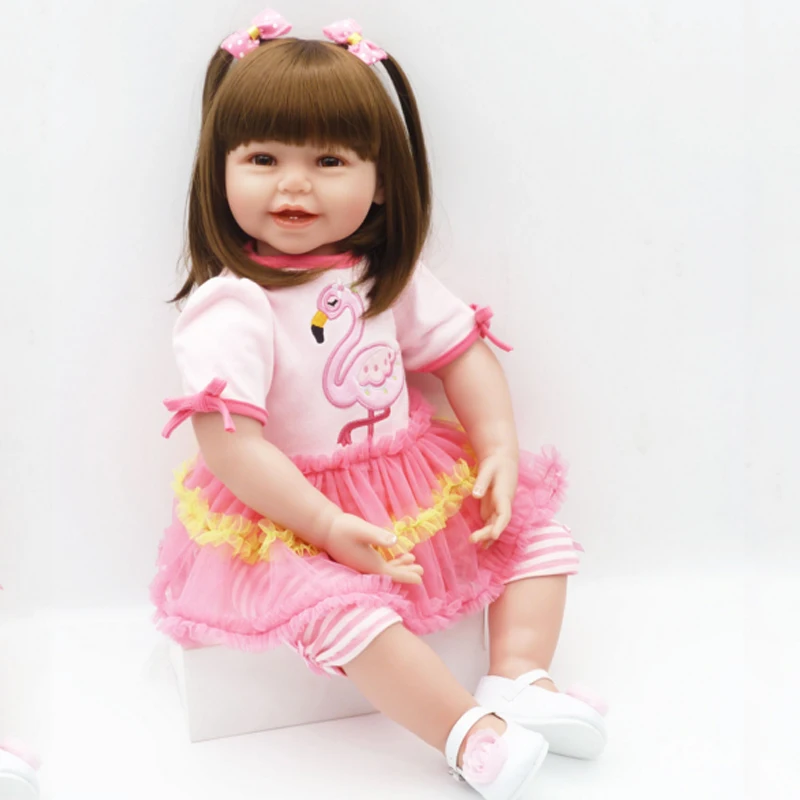 24Inch 64cm Simulation Newborn Baby Girl Bonecas Charm With Cute Suit And Small White Shoes Silicone Reborn Doll | Игрушки и хобби