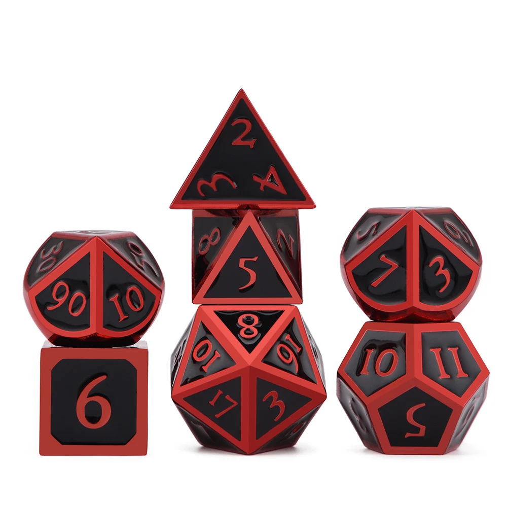 Mystery Metal Dice красный и черный для подземелий и драконов RPG MTG обучение математике D4 D6 D8 D10 D% D12 D20