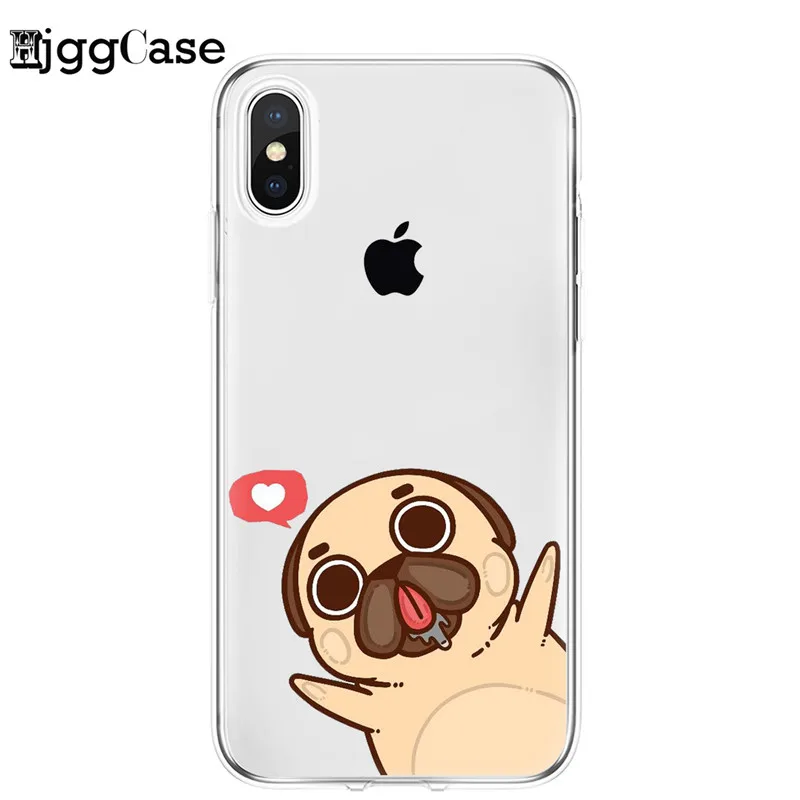 Мягкий силиконовый чехол для iPhone 11 12 Pro XS Max X XR с милым щенком Мопсом телефона