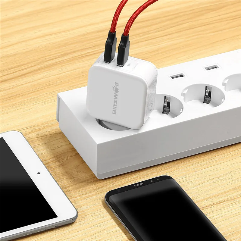 BlitzWolf BW S2 4.8A 24 Вт двойной USB зарядное устройство EU/зарядное с евровилкой быстрое