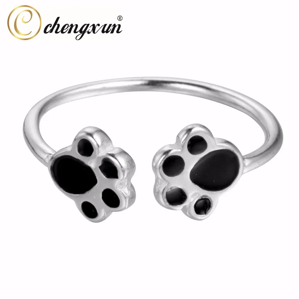 CHENGXUN Boho шикарные кольца открытые с собачьей лапой милые животными для девочек