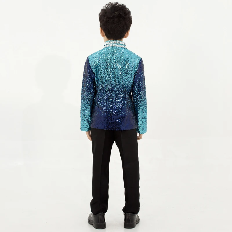 Новинка высокое качество 2019 Детская модель певец и ведущий костюм с блестками