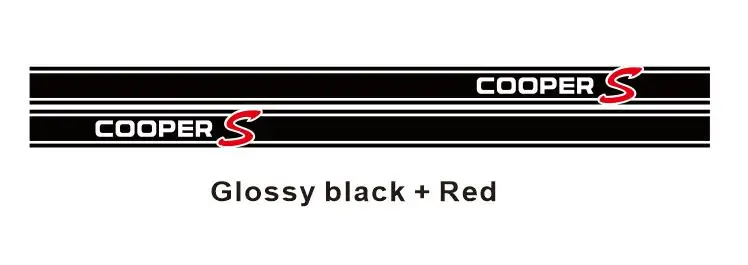 Glossy black-Red Автомобильные наклейки дверная ручка сбоку юбка Racing полосы для MINI R56 R60 R61 F54 F55 F56 Cooper S Графика виниловые наклейки в виде Фотообоев c переводными картинками подходит 3-5 двери - Название цвета: Glossy black-Red