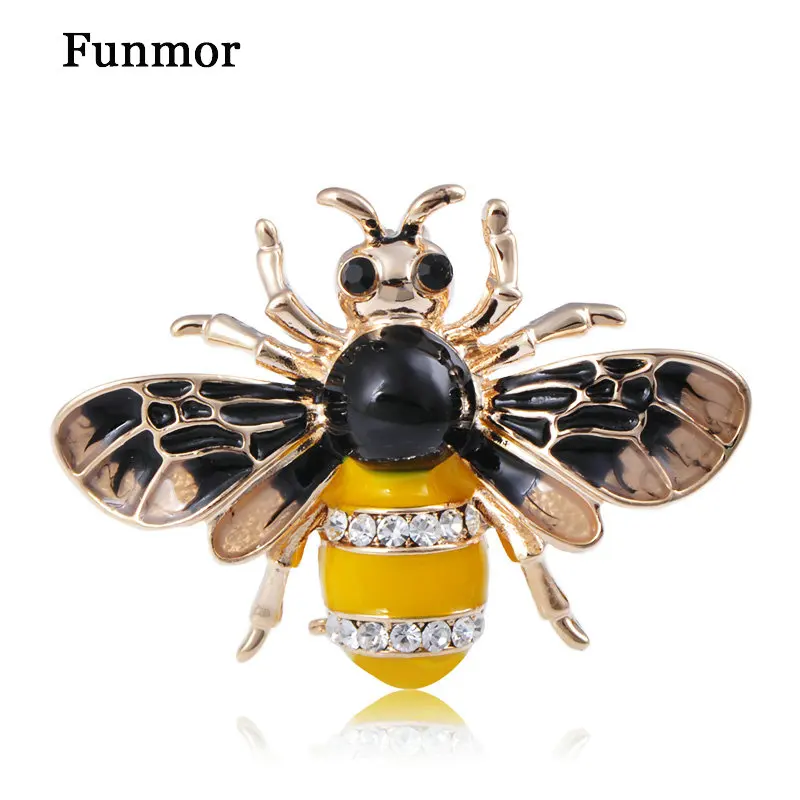 

Funmor Nimble Bee Shape Brooches Enamel Animal Jewelry Women Men Denim Coat Suit Scarf Bag Pins Daily Banquet Accessories Gifts