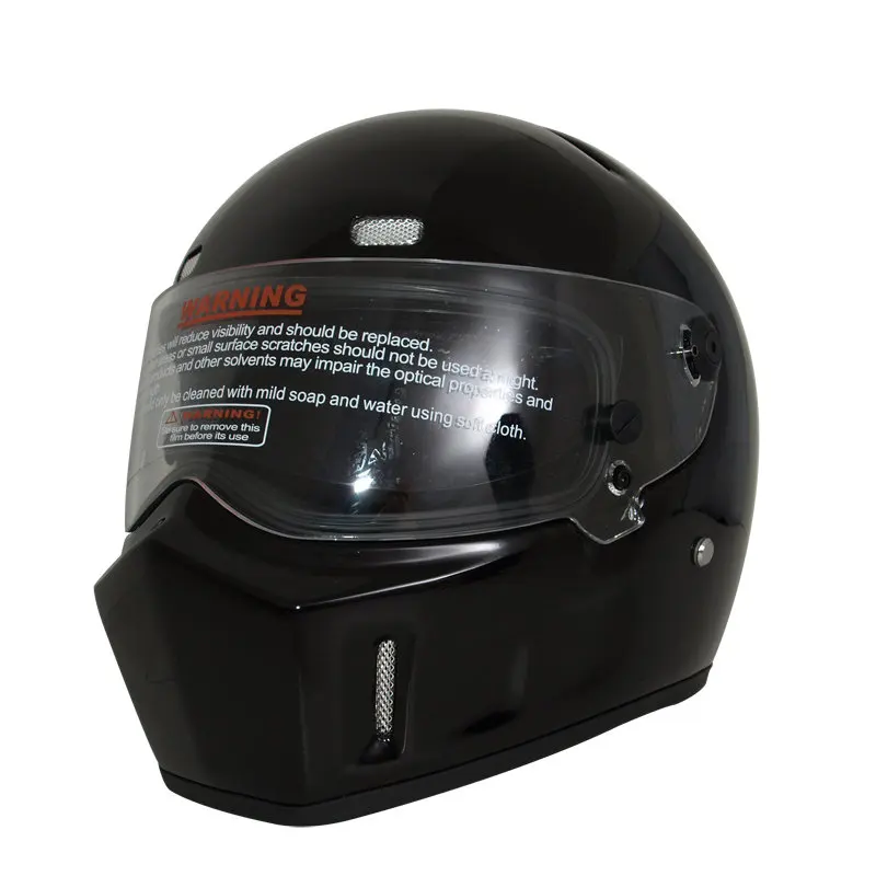 1Gloss Black Vcoros стекловолокно полный шлем мотоцикла с дополнительным козырьком мужские мотоциклетные винтажные шлем capacete мотоциклетный - Цвет: 1Gloss Black