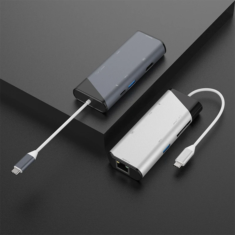 7 в 1 USB C концентратор USB-C HDMI Ethernet Rj45 адаптер 4K USB 3,1 SD/TF кард-ридер для MacBook Pro iPad type C концентратор Hdmi