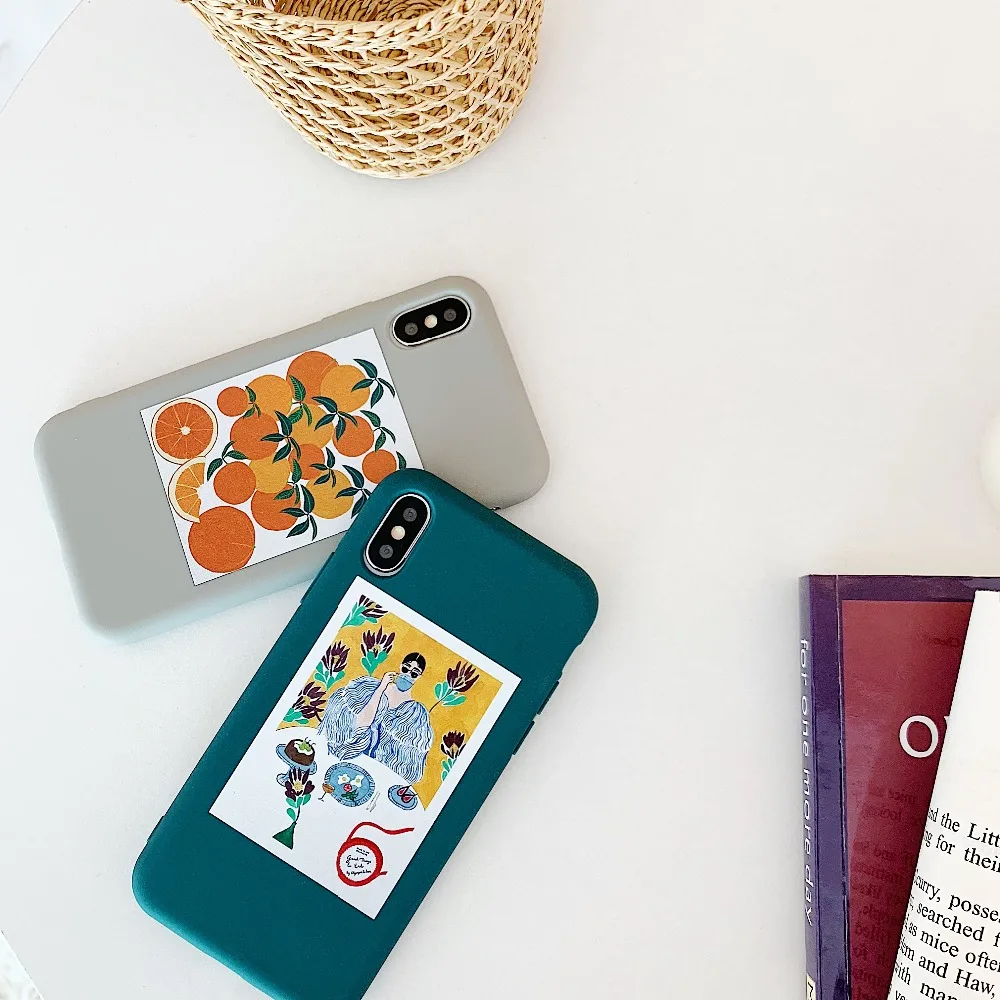 Ourpho INS художественная иллюстрация чехол для iPhone X XR XS MAX жидкий силикон утолщение