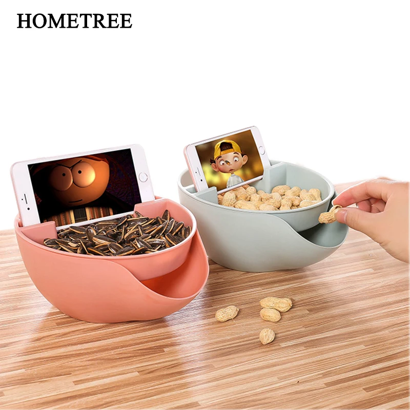 

HOMETREE Creative Health Wheat Straw Double Layer Fruit Basin Household Fruit Plate Colorful Candy Basket Dried Fruit Plate H254