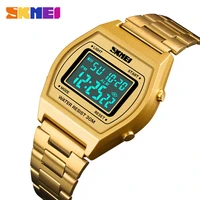 fashion gold casual sport skmei brand digital wristwatches stainless steel waterproof men watches relojes relogio masculino