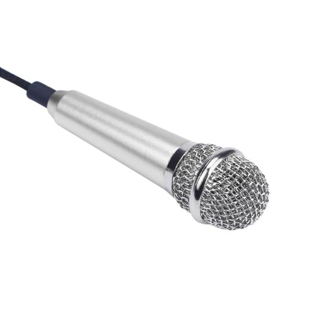 Silver Мини конденсаторный микрофон для караоке подставка держатель для телефона компьютера мини PhoneMic - Цвет: Silver