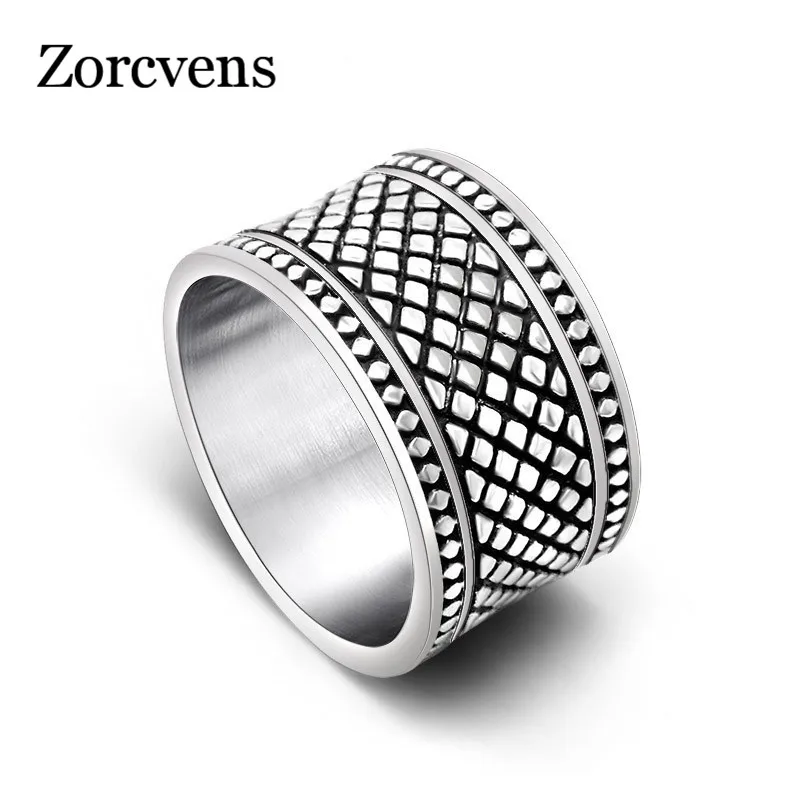 Серебристое кольцо с сетчатым узором zorcins широкая версия мужское и женское на