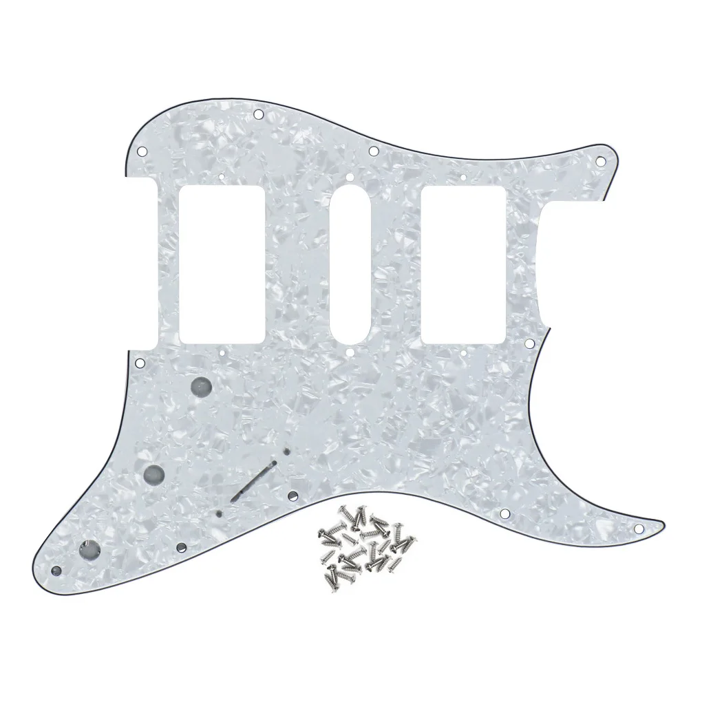 FLEOR 11 отверстий HSH гитара накладка Страт царапина пластина белый жемчуг с чистой
