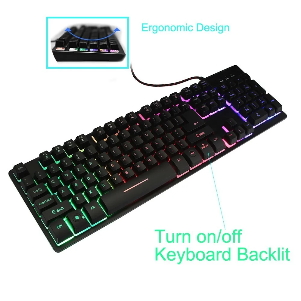Проводная Механическая клавиатура CHYI с 104 клавишами английская раскладка RGB