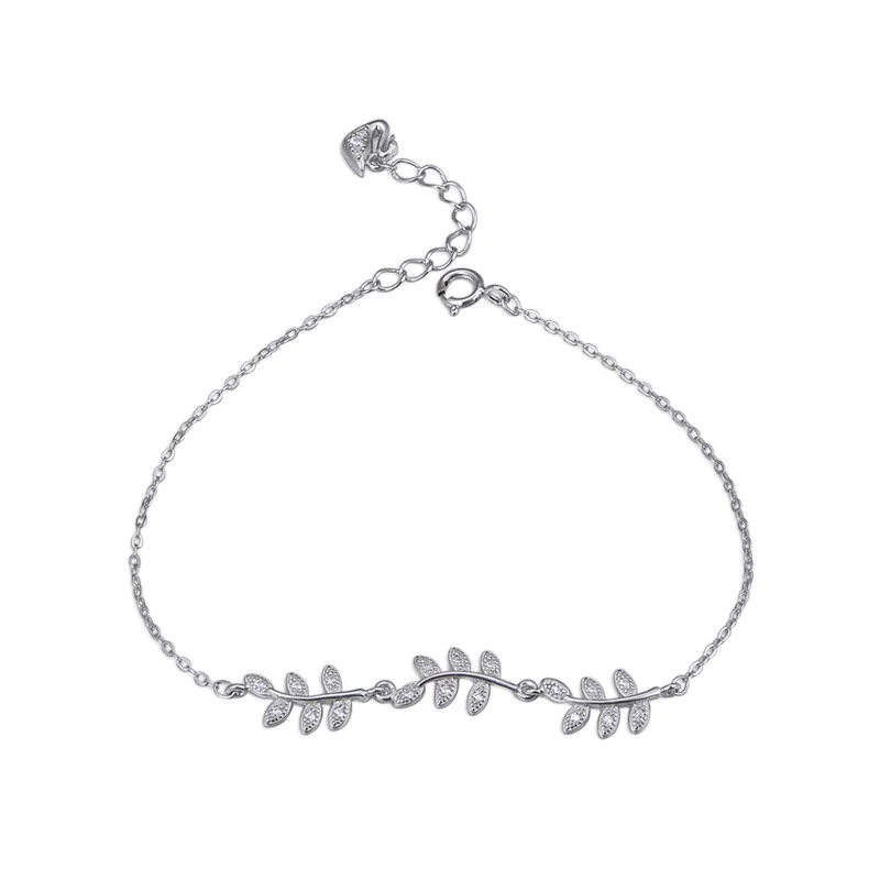 

925 Sterling Silver Bracelets for Women Leaf Zirconia Chain Bracelet & Bangles Wristband Pulseira Wedding Bridal Fine Jewelry