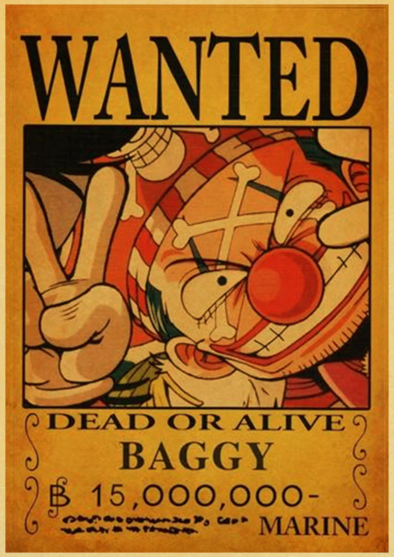 P018 Японский Классический Аниме one piece Wanted Ретро плакат Обезьяна D Luffy Wanted винтажная настенная живопись стены комнаты художественные плакаты - Цвет: P018