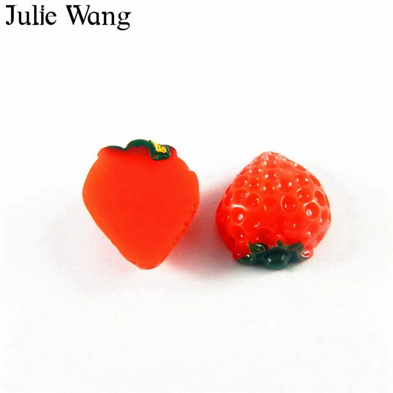 Julie Wang 20 шт. полимерные красные с плоской спинкой клубника камея кабошоны Шарм для