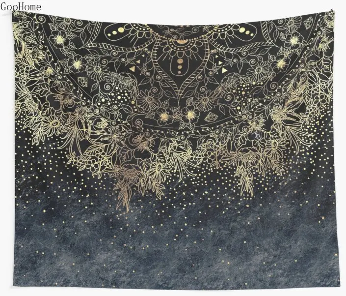 Стильный настенный гобелен золотого цвета с конфетти пляжное полотенце плед