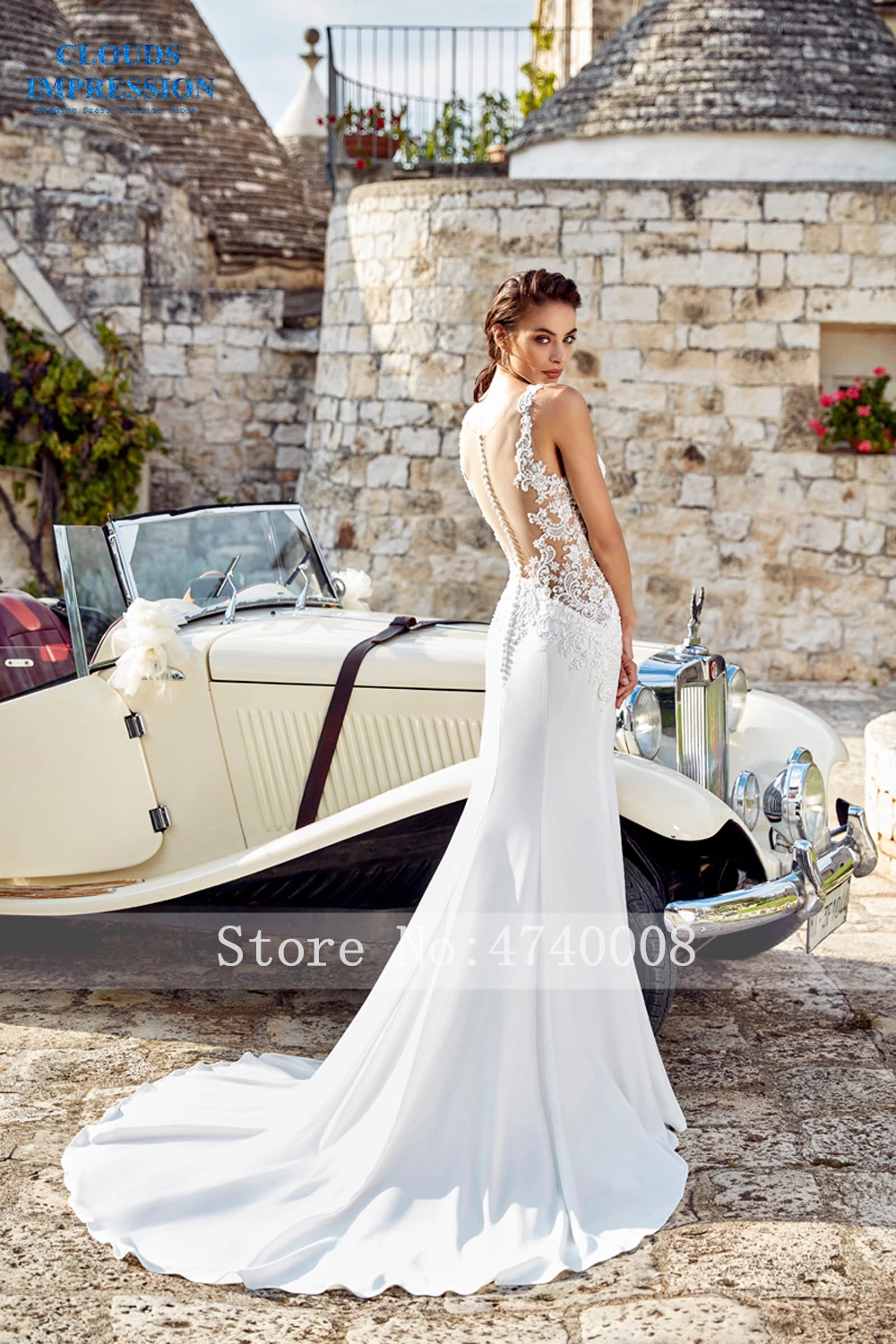 Sexy 2019 Mermaid Wedding Dress Appliques Beading V neck Button Lace Crystal Vestige De Noiva Bridal | Свадьбы и торжества
