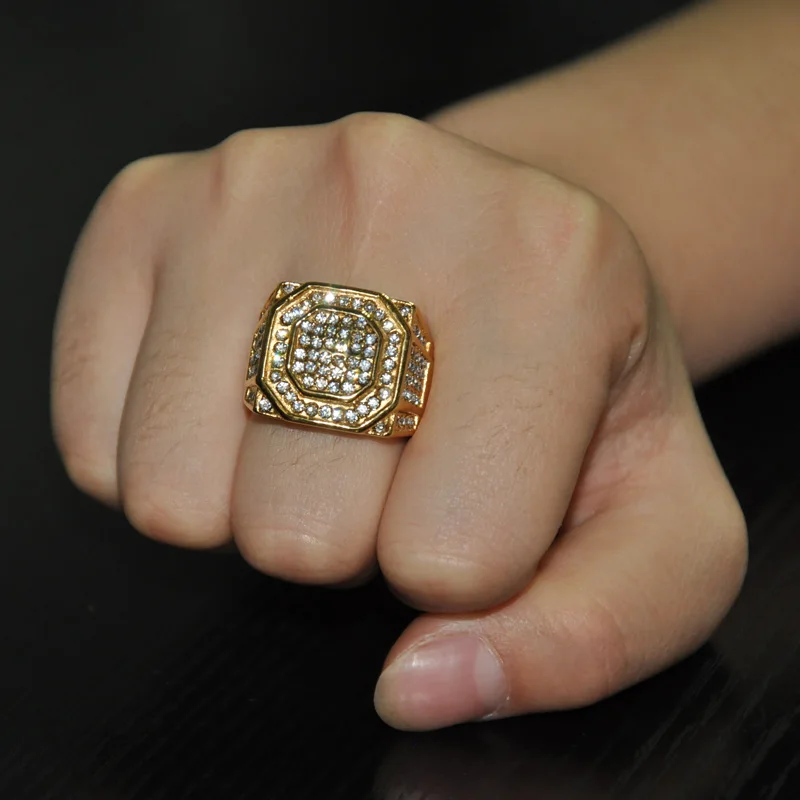 Хип-хоп Титан Нержавеющая сталь микро проложить Стразы Iced Out Bling шестиугольное
