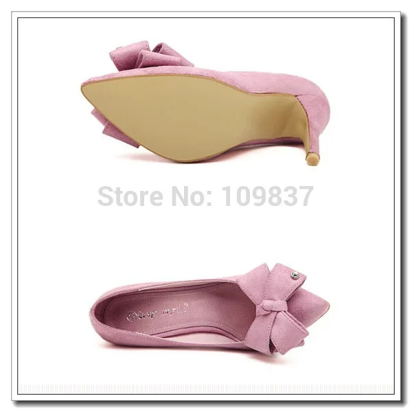 2014 New Popular Design Pointed Toe Sweet Bowtie Women Sexy High Heel Pumps MY5083 | Обувь