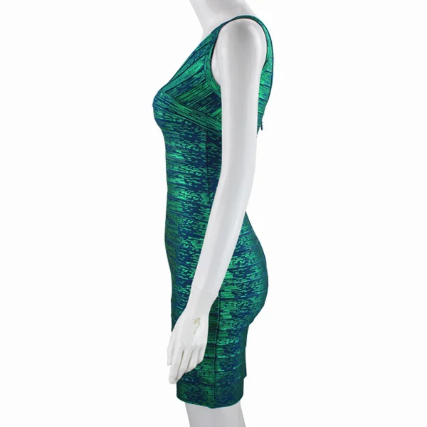 Новое модное Бандажное платье с V образным вырезом и уникальным дизайном зеленое