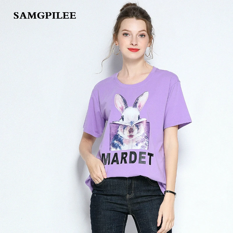 Футболка женская Новая повседневная трикотажная футболка с коротким рукавом