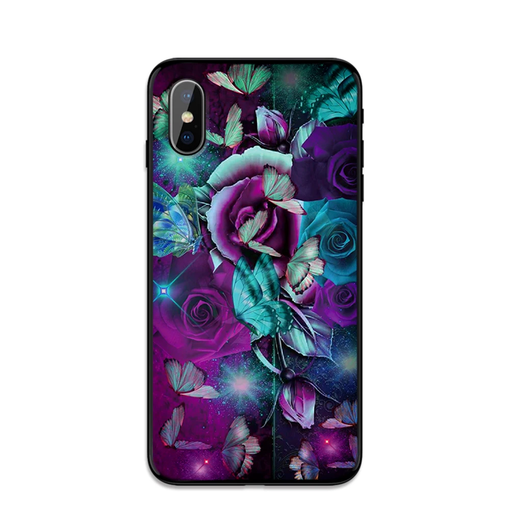 Мягкий чехол из ТПУ с изображением бабочек и белых роз для Apple iPhone 6 6S 7 8 Plus 5 5S SE X XS