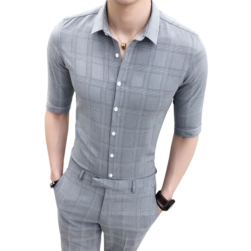 Клетчатые мужские костюмы из двух предметов в клетку Roupa Masculina Slim Fit мужская