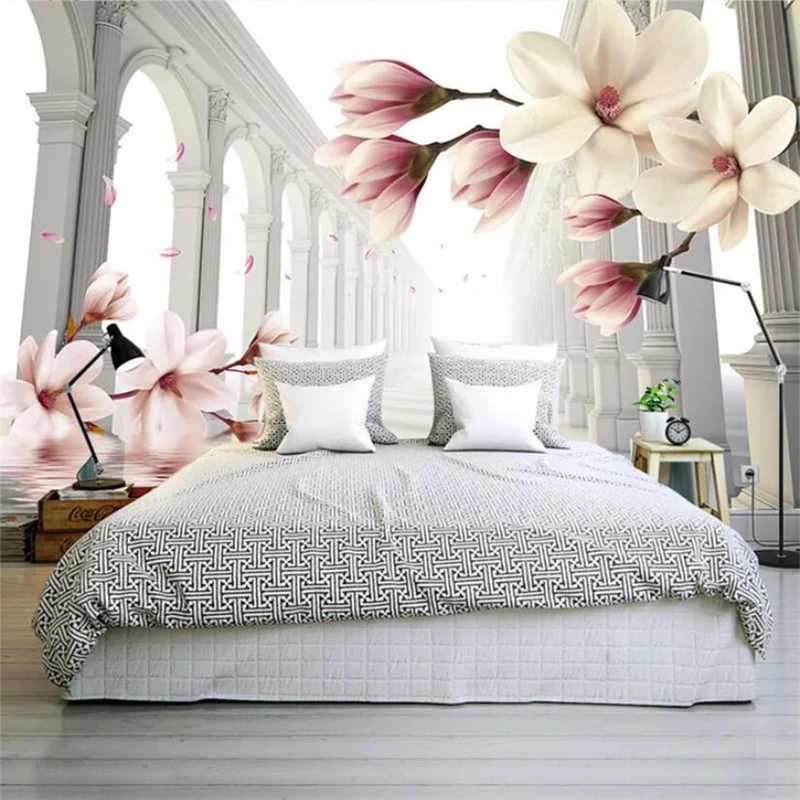 

beibehang Custom wallpaper 3D murals simple European Roman column magnolia mural background wall papers home decor 3d wallpaper